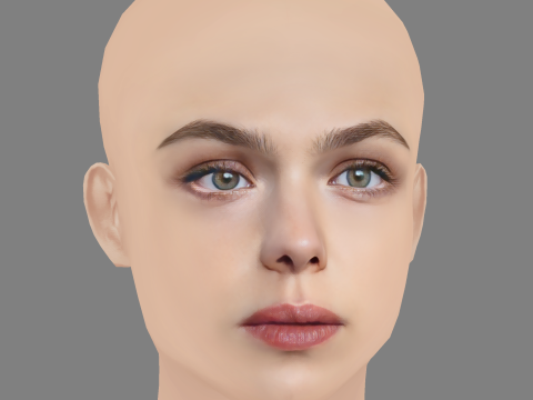 Taisiya Vilkova Head - No Hair - Low poly head for game 3D Model