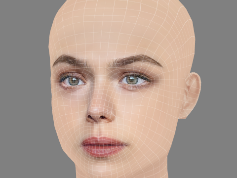 Taisiya Vilkova Head - No Hair - Low poly head for game 3D Model