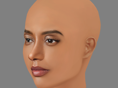 Tais Araujo Head - No Hair - Low poly head for game 3D Model
