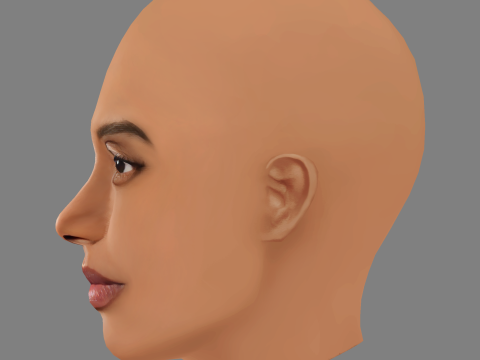 Tais Araujo Head - No Hair - Low poly head for game 3D Model