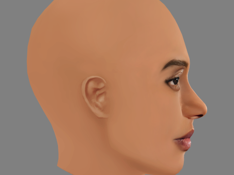 Tais Araujo Head - No Hair - Low poly head for game 3D Model