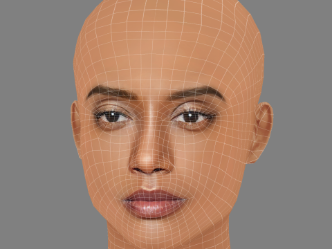 Tais Araujo Head - No Hair - Low poly head for game 3D Model