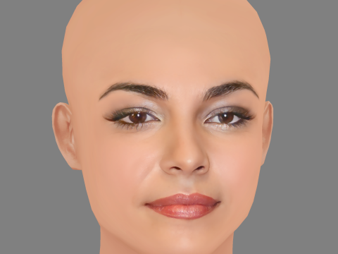 Taina Muller Head - No Hair - Low poly head for game Model 3D