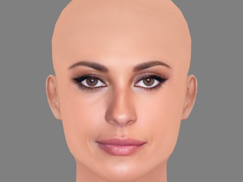 Sveva Alviti Head - No Hair - Low poly head for game 3D Model