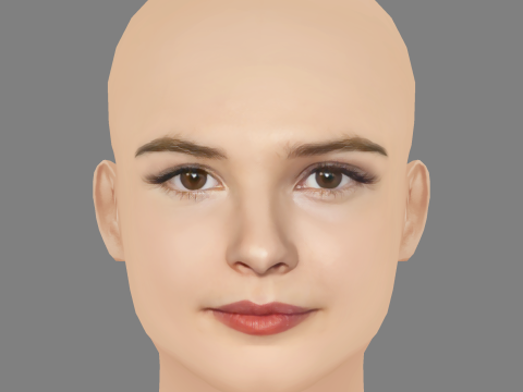 Stefanie Scott Head - No Hair - Low poly head for game 3D Model