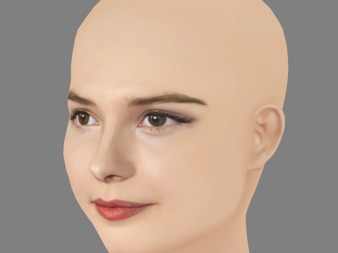 Stefanie Scott Head - No Hair - Low poly head for game 3D Model