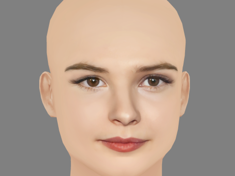 Stefanie Scott Head - No Hair - Low poly head for game 3D Model