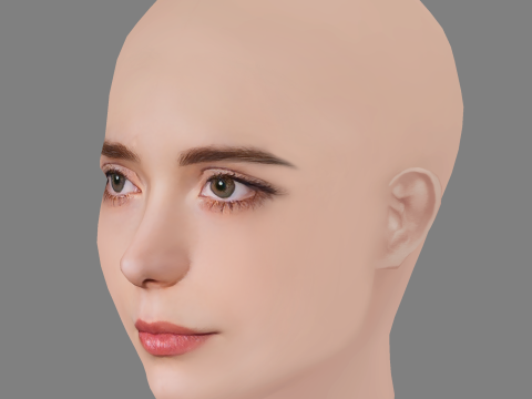 Stacy Martin Head - No Hair - Low poly head for game Model 3D