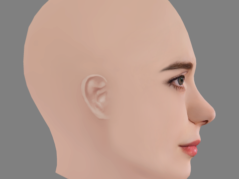 Stacy Martin Head - No Hair - Low poly head for game Model 3D