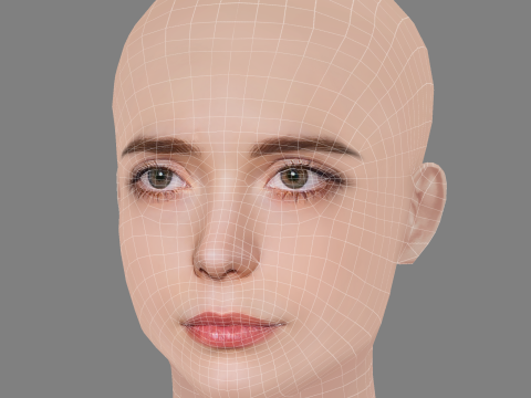 Stacy Martin Head - No Hair - Low poly head for game Model 3D