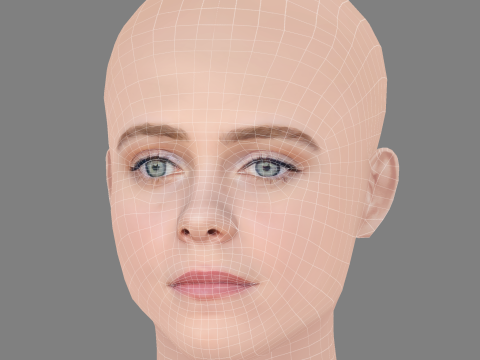 Sophia Lillis Head - No Hair - Low poly head for game 3D Модель