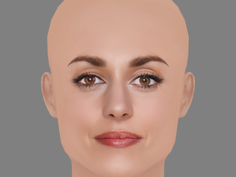 Silvia Alonso Head - No Hair - Low poly head for game 3D Modell