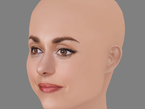 Silvia Alonso Head - No Hair - Low poly head for game 3D Modell