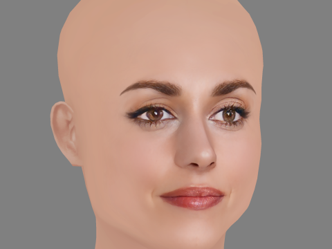 Silvia Alonso Head - No Hair - Low poly head for game 3D Modell