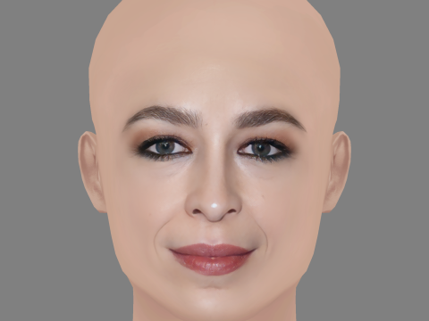 Silvia Abascal Head - No Hair - Low poly head for game Modello 3D