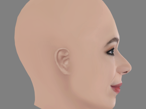 Silvia Abascal Head - No Hair - Low poly head for game Modello 3D
