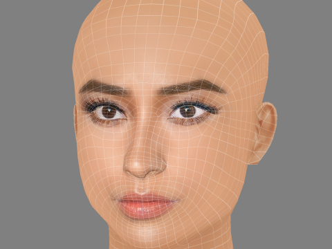 Shay Mitchell Head - No Hair - Low poly head for game 3D 模型