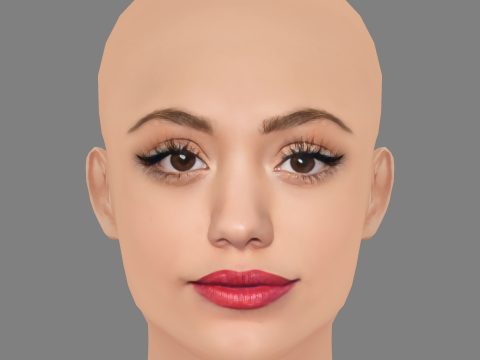 Sarah Jeffery Head - No Hair - Low poly head for game 3D Model