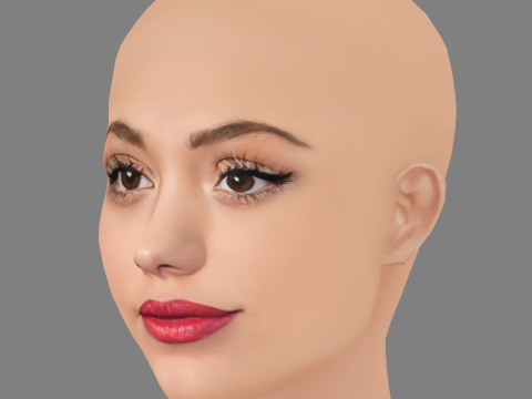 Sarah Jeffery Head - No Hair - Low poly head for game 3D Model