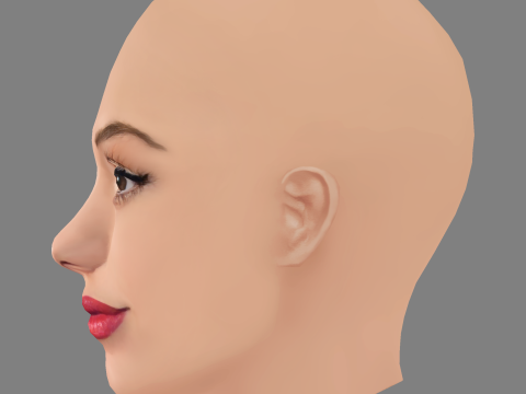 Sarah Jeffery Head - No Hair - Low poly head for game 3D Model