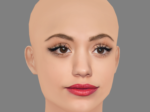Sarah Jeffery Head - No Hair - Low poly head for game 3D Model