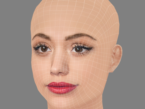 Sarah Jeffery Head - No Hair - Low poly head for game 3D Model