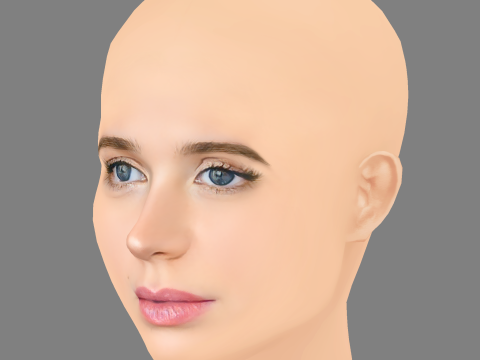 Sarah Fisher Head - No Hair - Low poly head for game 3D Model