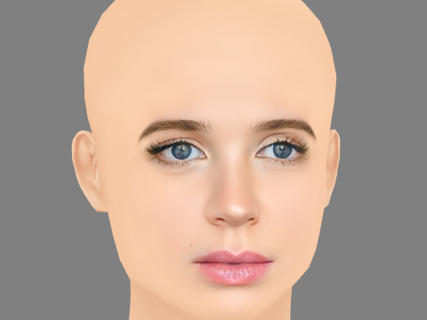 Sarah Fisher Head - No Hair - Low poly head for game 3D Model