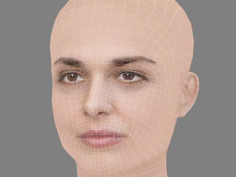 Sara Serraiocco Head - No Hair - Low poly head for game 3D Model