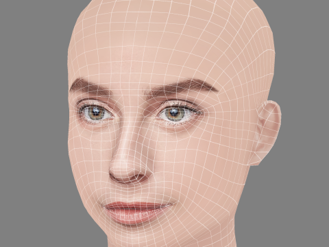 Sara Jimenez Head - No Hair - Low poly head for game 3D Model