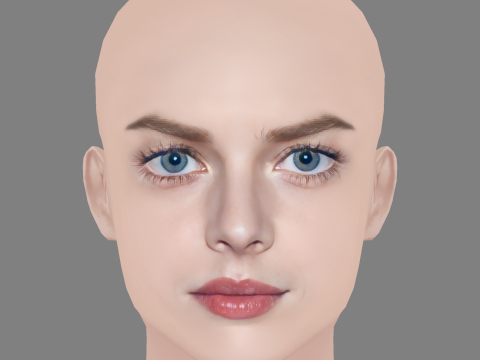 Samara Weaving Head - No Hair - Low poly head for game Modello 3D