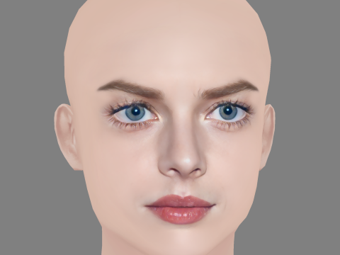 Samara Weaving Head - No Hair - Low poly head for game Modello 3D