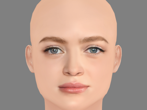 Sadie Sink Head - No Hair - Low poly head for game Model 3D