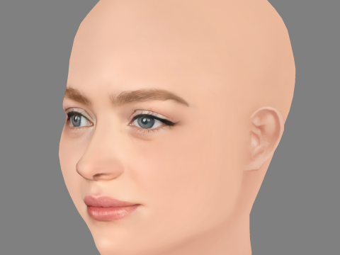 Sadie Sink Head - No Hair - Low poly head for game Model 3D