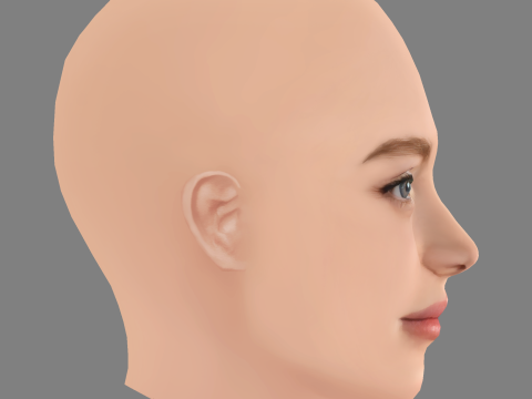 Sadie Sink Head - No Hair - Low poly head for game Model 3D