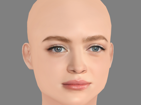 Sadie Sink Head - No Hair - Low poly head for game Model 3D
