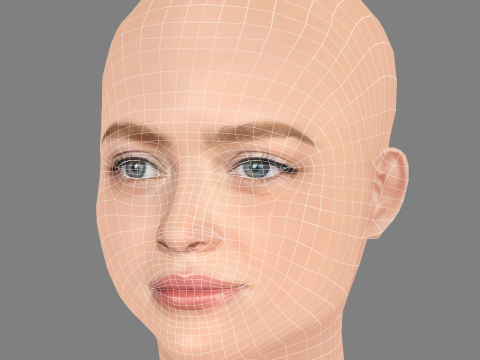 Sadie Sink Head - No Hair - Low poly head for game Model 3D