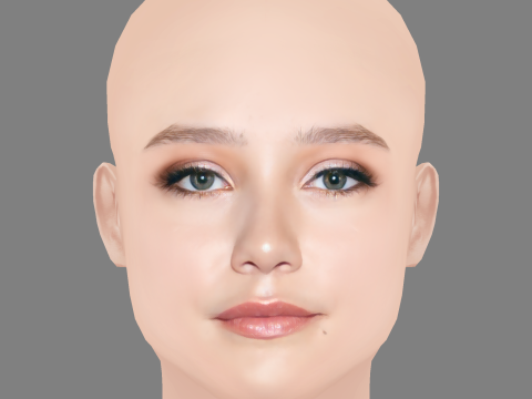 Ruby Stokes Head - No Hair - Low poly head for game 3D Model