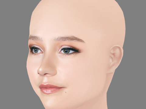 Ruby Stokes Head - No Hair - Low poly head for game 3D Model