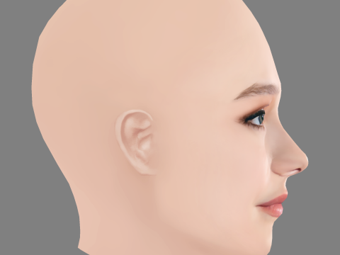 Ruby Stokes Head - No Hair - Low poly head for game 3D Model