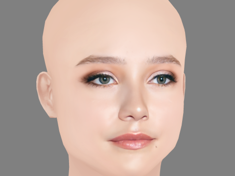 Ruby Stokes Head - No Hair - Low poly head for game 3D Model