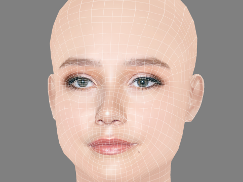 Ruby Stokes Head - No Hair - Low poly head for game 3D Model