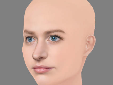 Ria Zmitrowicz Head - No Hair - Low poly head for game Modelo 3D