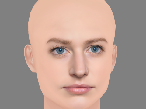Ria Zmitrowicz Head - No Hair - Low poly head for game Modelo 3D