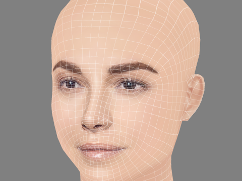 Regina Blandon Head - No Hair - Low poly head for game Modèle 3D