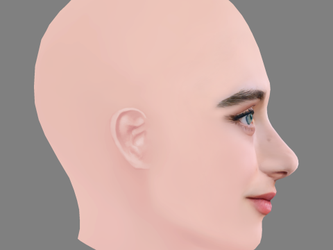 Raffey Cassidy Head - No Hair - Low poly head for game 3D Model