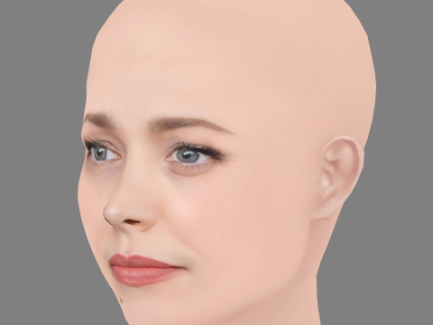 Rachel McAdams Head - No Hair - Low poly head for game Modèle 3D