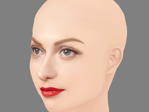 Polina Maximova Head - No Hair - Low poly head for game Modèle 3D