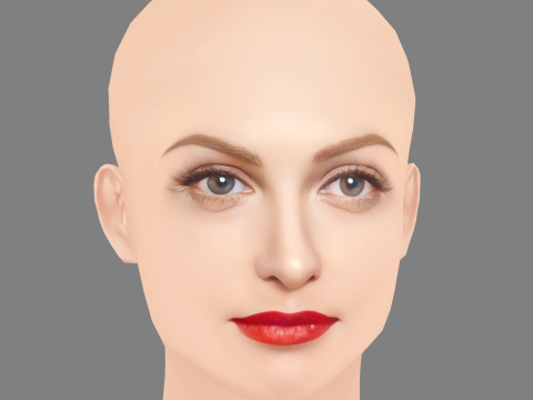 Polina Maximova Head - No Hair - Low poly head for game Modèle 3D