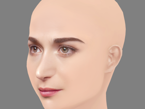 Pilar Fogliati Head - No Hair - Low poly head for game 3D Model